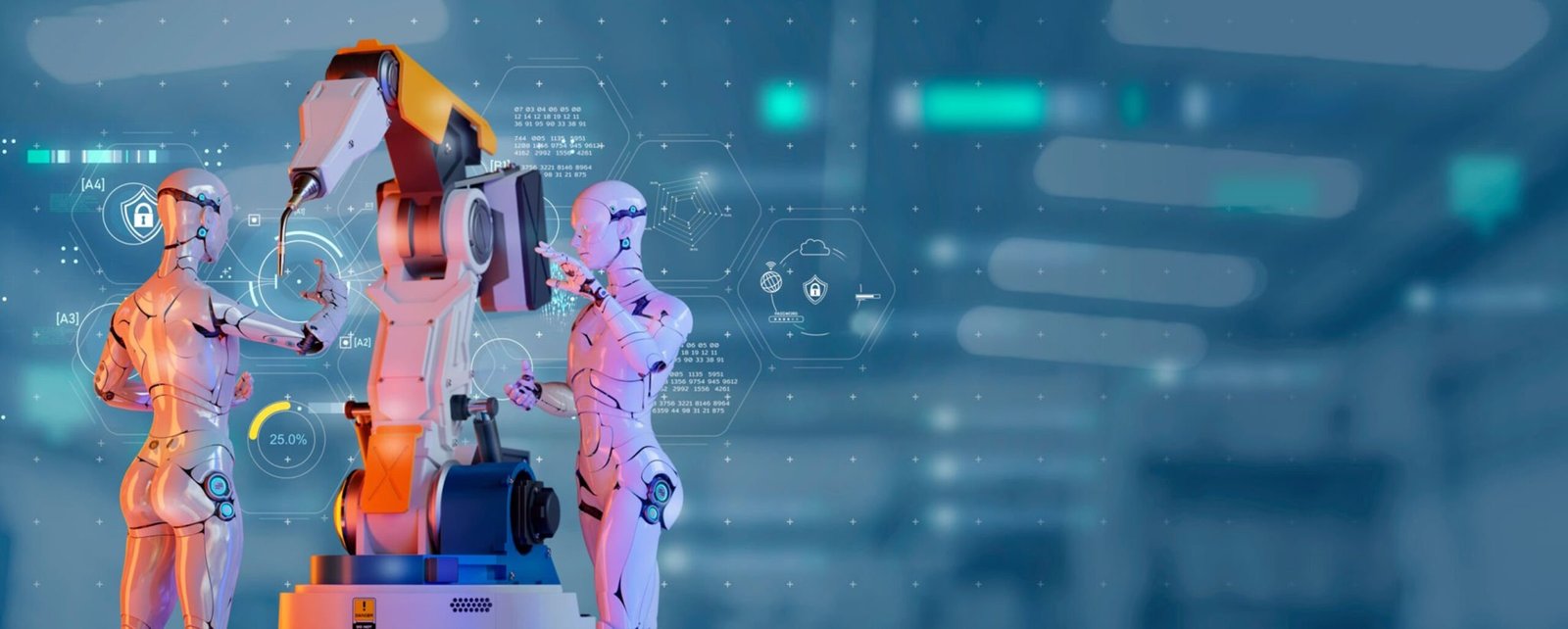 Robot industriel manipulant des pièces dans une usine moderne illustrant l'utilisation concrète de l'IA industrielle