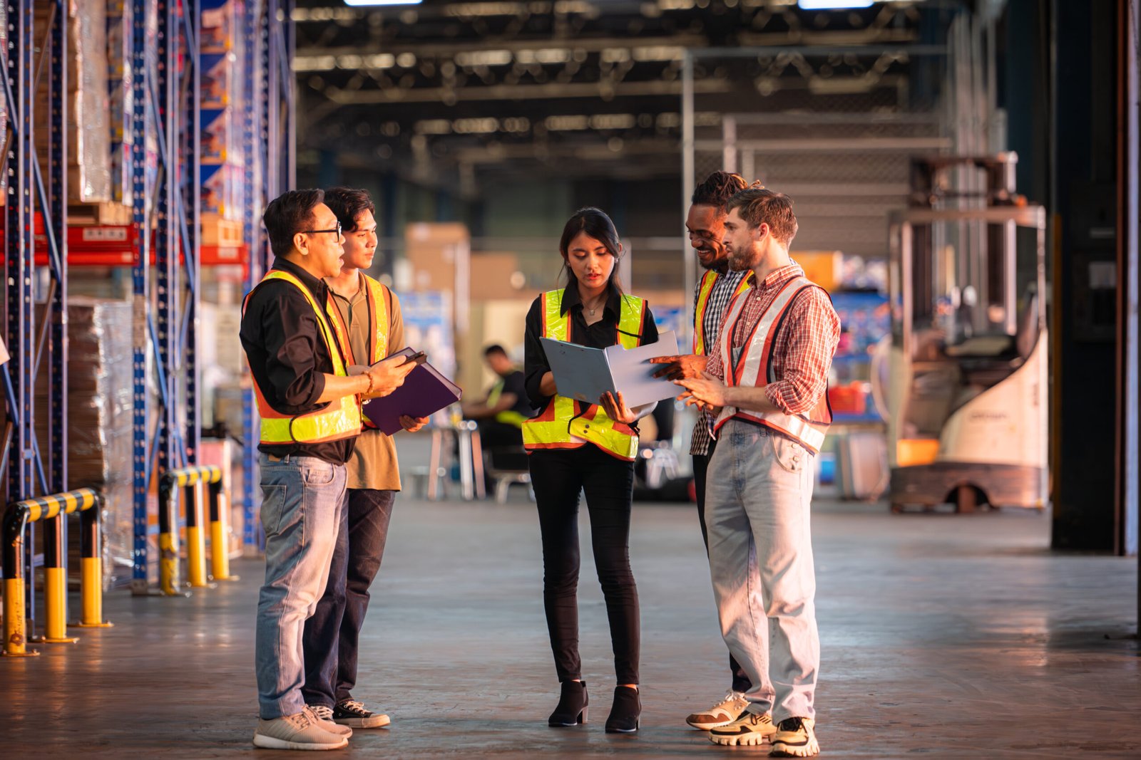 Groupe de clients lors d'une visite d'usine moderne pour découvrir les processus de fabrication innovants