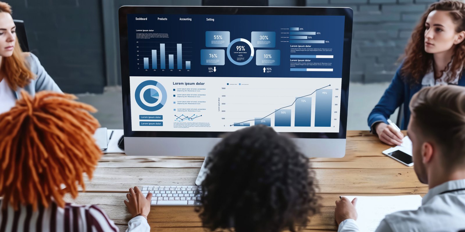 Illustration d'un site web moderne dédié à la génération de leads et à la présentation d'une entreprise